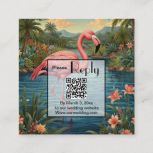 Pink Flamingo personalize QR code Enclosure Card