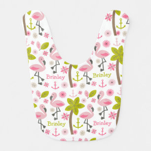 Pink Flamingo Personalized Baby Bib