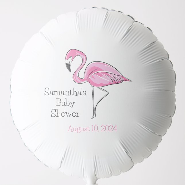 Pink Flamingo Personalized Baby Shower Balloon (Front)