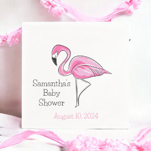 Pink Flamingo Personalized Baby Shower Napkins