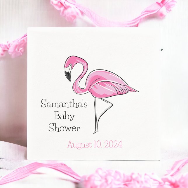 Pink Flamingo Personalized Baby Shower Napkins (Creator Uploaded)