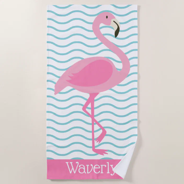 Vanguard Pink Brazilian Beach Towel 36X70 Inches with Flamingos Embroidery 