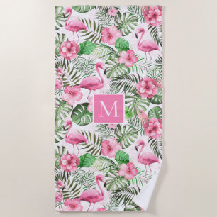 Pink Flamingo Personalized Beach Towel