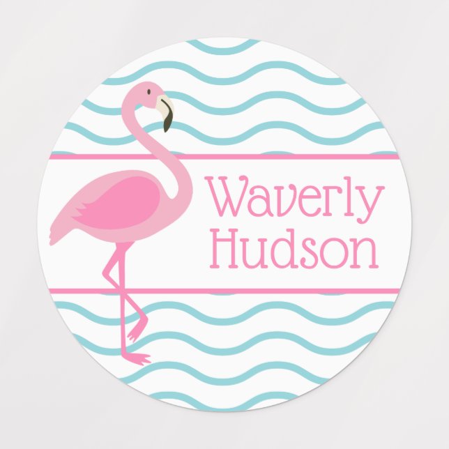 Pink Flamingo Personalized Clothing Labels (Design 1)