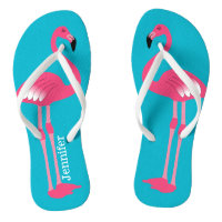 Pink Flamingo Personalized Flip Flops