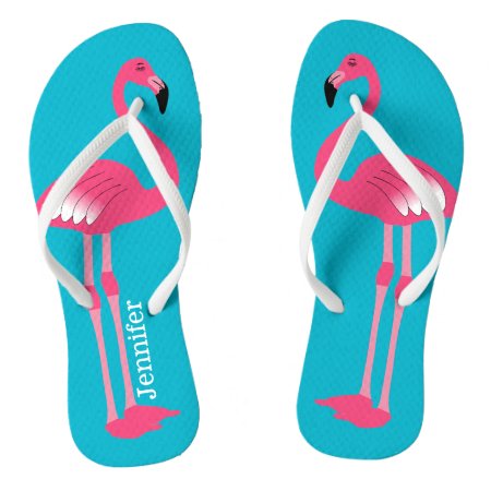 Pink Flamingo Personalized Flip Flops