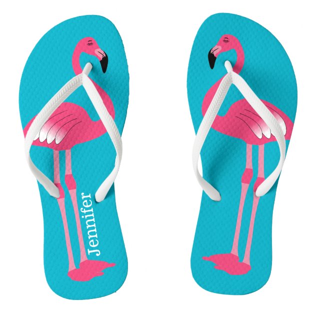 Pink Flamingo Personalized Flip Flops Zazzle