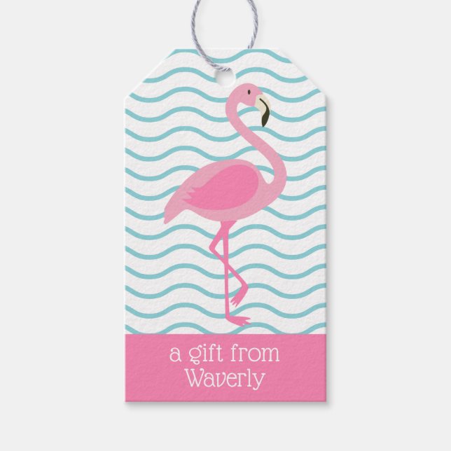 Pink Flamingo Personalized Gift Tags (Front)