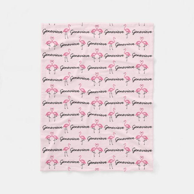 Pink Flamingo Personalized Girls Blanket (Front)