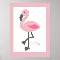 Pink Flamingo Personalized Nursery Artwork