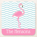 Pink Flamingo Personalized Paper Coasters<br><div class="desc">PreppyPrint.com - Who doesn't love a pink flamingo? Add your personalized touch to these paper coasters. Click "customize" to change the font,  image size,  etc. Transfer this design onto the products of your choice too! Please visit my designer store,  PreppyPrint.com,  for coordinating items.</div>