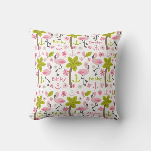 Pink Flamingo Personalized Pillow