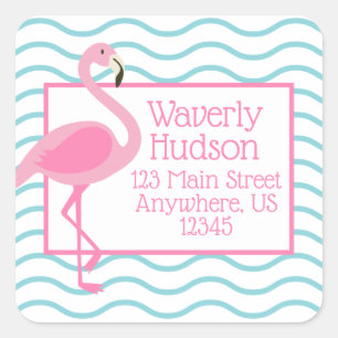Pink Flamingo Personalized Return Address Labels