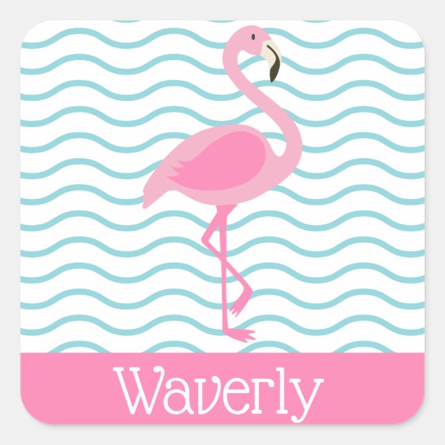 Pink Flamingo Personalized Stickers (Front)