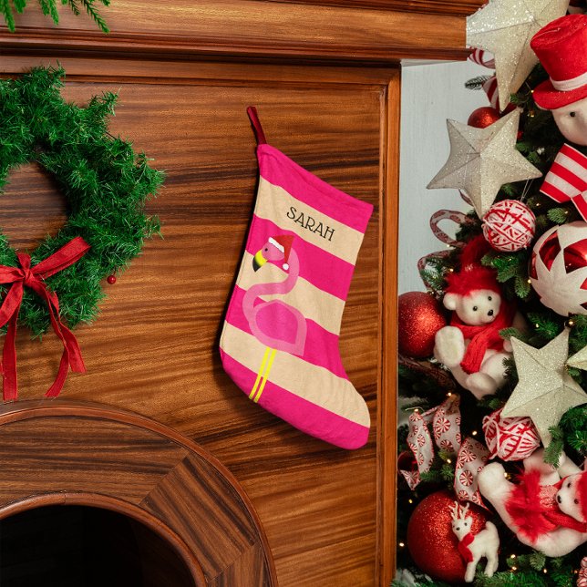 Pink Flamingo Personalized Stocking (Creator Uploaded)