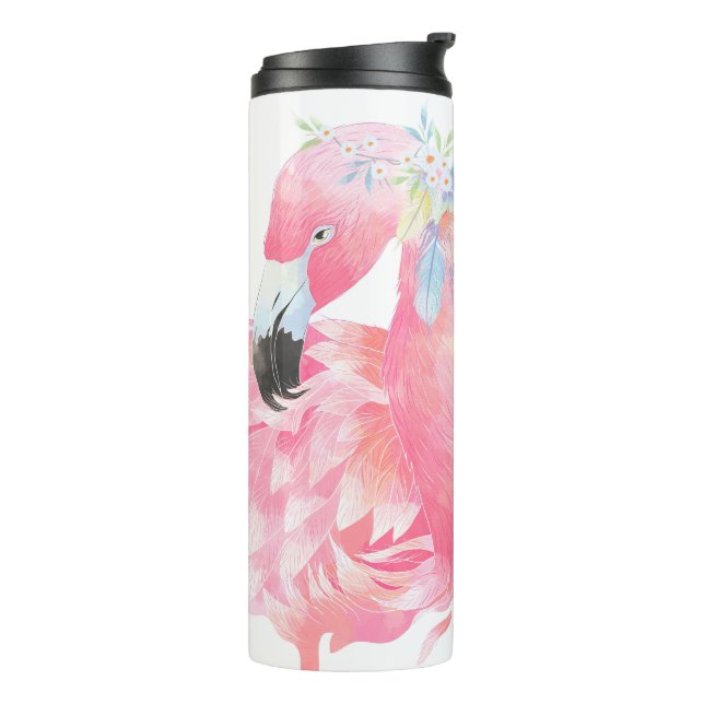 Pink Flamingo Personalized Thermal Tumbler (Rotated Left)