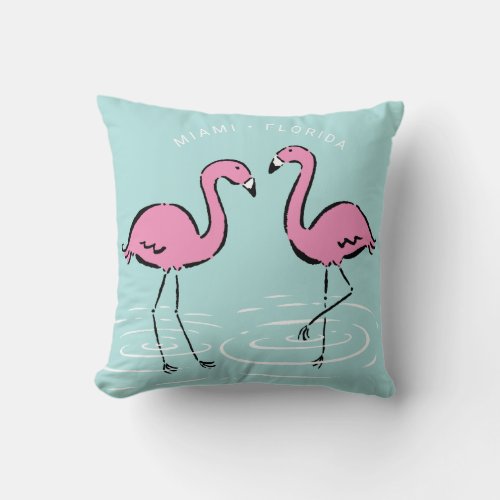 Pink Flamingo Personalized Throw Pillow