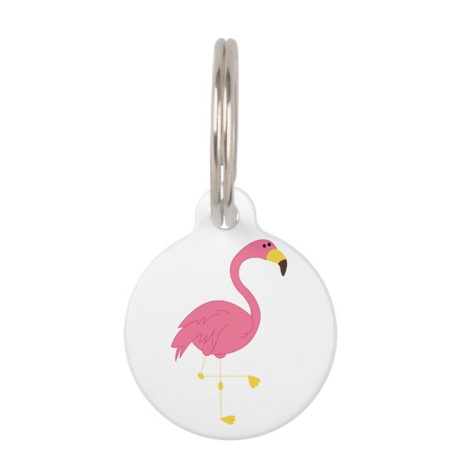 Pink Flamingo Pet ID Tag (Front)