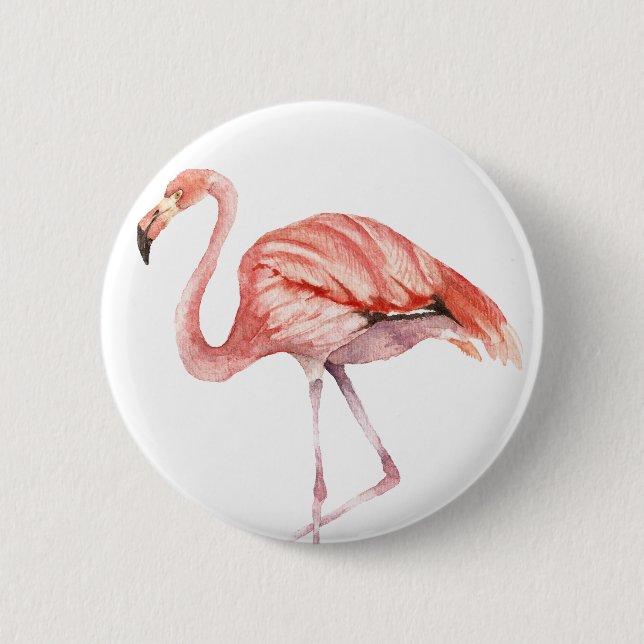 Pink Flamingo Pinback Button (Front)