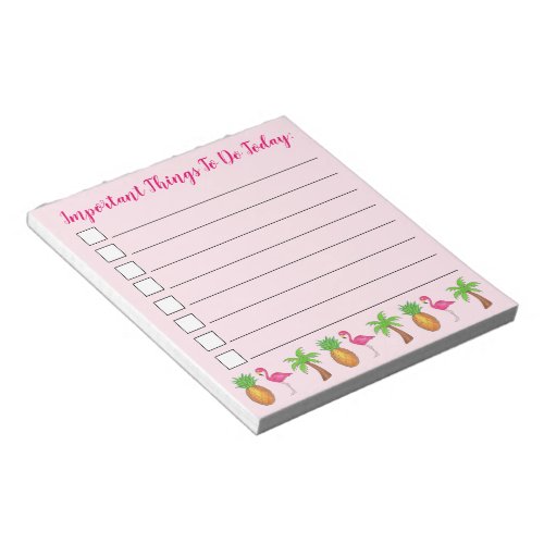 Pink Flamingo Pineapple Palm Tree To Do List Notepad