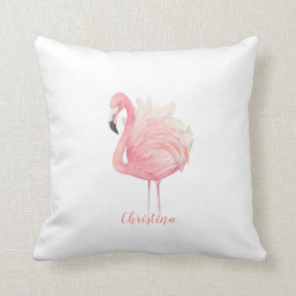 Pink Flamingo, Pink Feathers, Baby Girl Nursery Throw Pillow