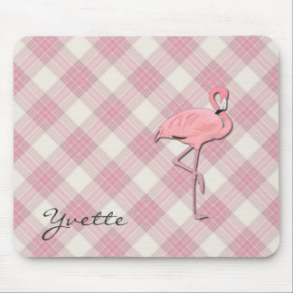 Pink Flamingo Plaid Mouse pad