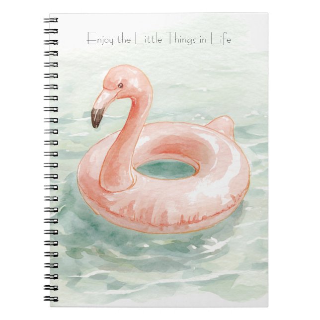 Pink Flamingo Pool Enjoy the Litttle Things Notebook (Front)