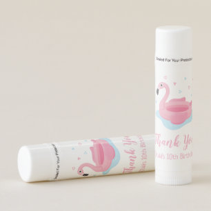 Pink Flamingo Pool Float Personalized Party Favor Lip Balm