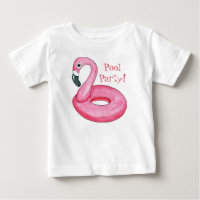 Pink Flamingo Pool Party Baby T-Shirt