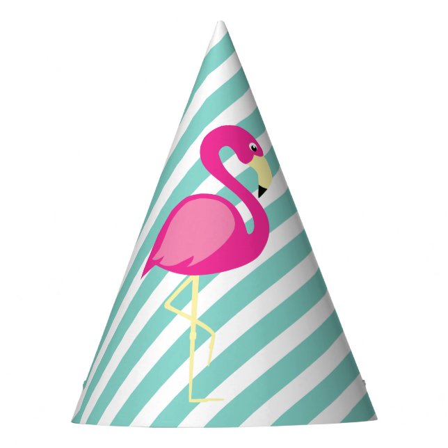 Pink Flamingo Pool Party Birthday Hat (Front)