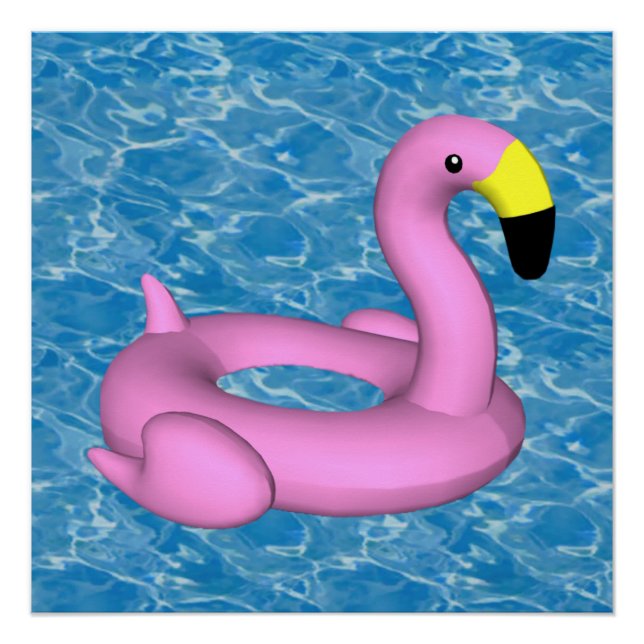 Pink flamingo pool toy poster (Front)