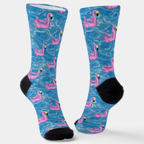 Pink flamingo pool toy socks