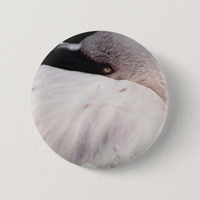Pink Flamingo Portrait Drawing Effect Art Button (Front)