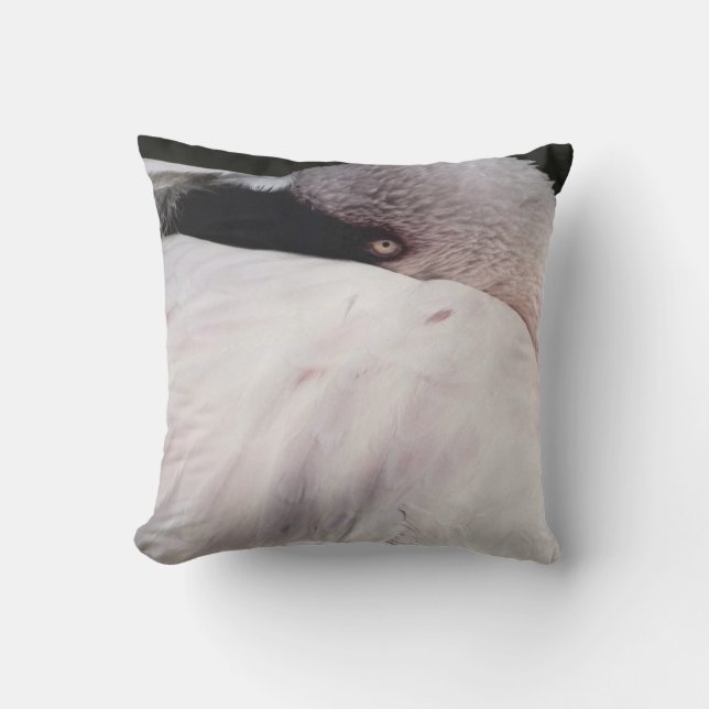 Pink Flamingo Portrait Drawing Effect Art Throw Pillow (Front)