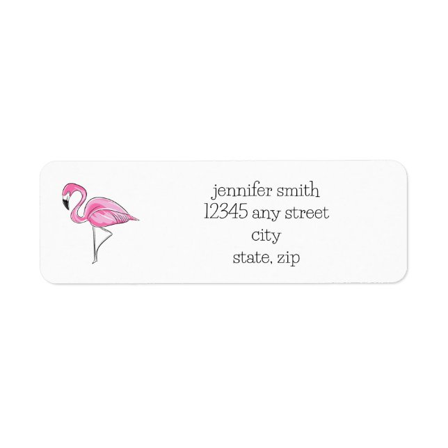 Pink Flamingo Preppy Personalized Address Label (Front)