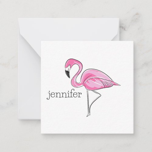 Pink Flamingo Preppy Personalized Note Card