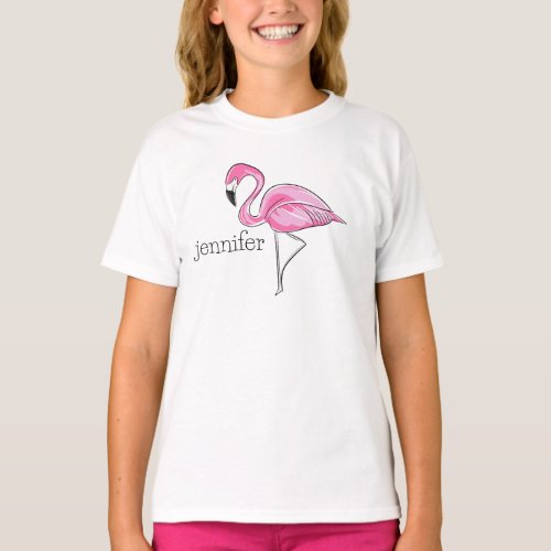 Pink Flamingo Preppy Personalized T_Shirt