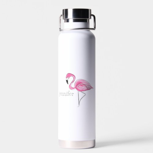 Pink Flamingo Preppy Personalized Water Bottle