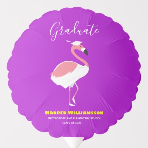 Pink Flamingo Purple Graduation Balloon