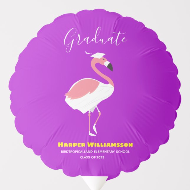 Pink Flamingo Purple Graduation Balloon (Front)