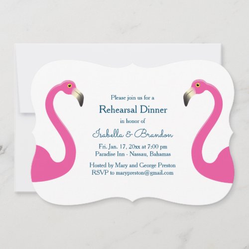 Pink Flamingo Rehearsal Dinner Invitation