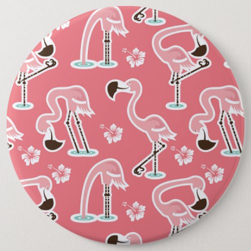 Pink Flamingo repeating pattern button