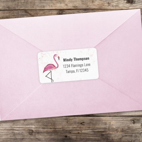 Pink Flamingo Return Address Cute Stylish   Label