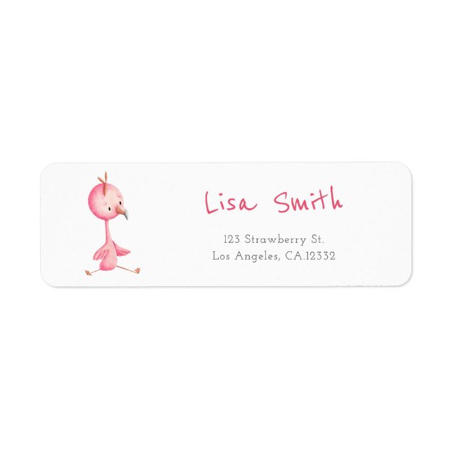 Pink Flamingo Return Address Label (Front)