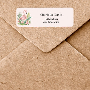 Pink flamingo return address  label
