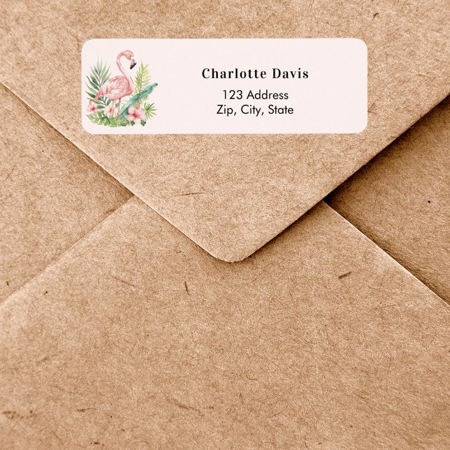 Pink flamingo return address  label (Creator Uploaded)