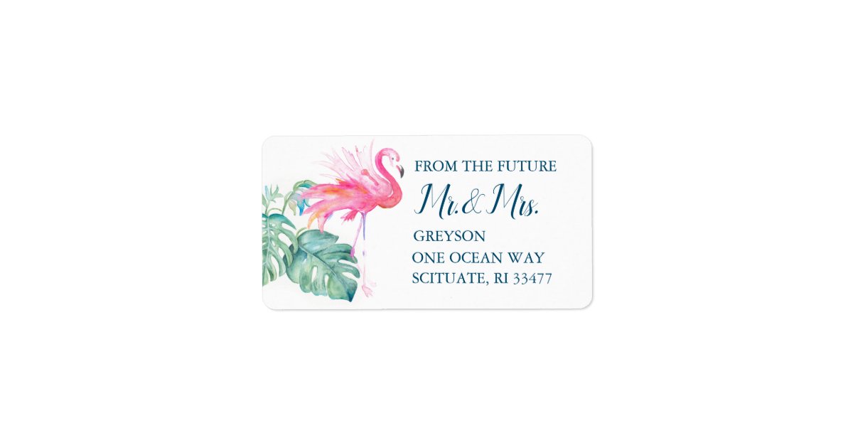 PINK FLAMINGO RETURN ADDRESS LABEL | Zazzle
