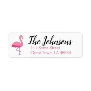 Pink Flamingo Return Address Labels Tropical