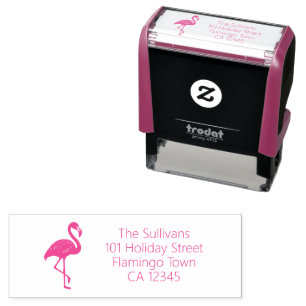Pink Flamingo Return Address Self-inking Stamp