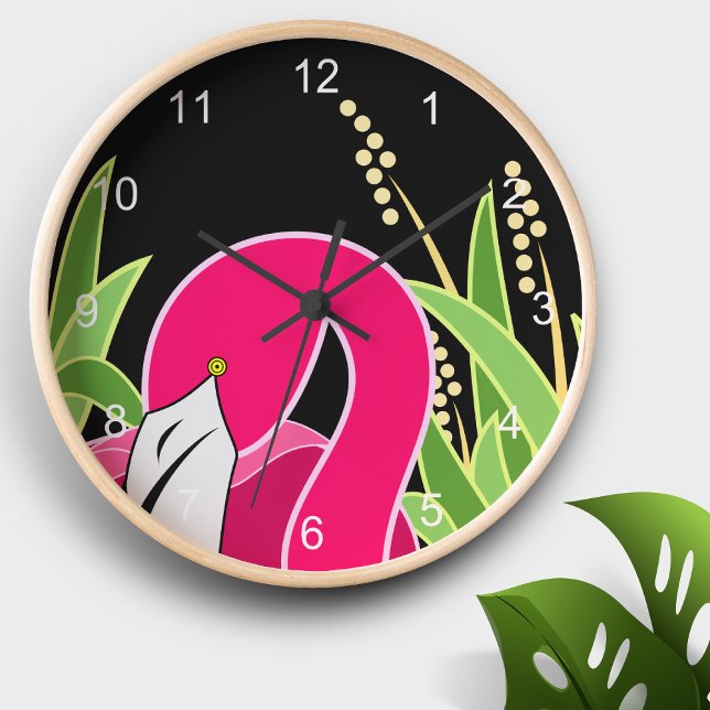 Pink Flamingo Round Clock (Creator Uploaded)